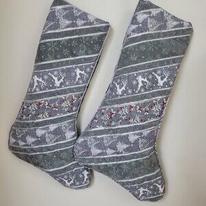 Silver Quilted Metallic Handmade Christmas Stocking, NWT, holiday decoration‎